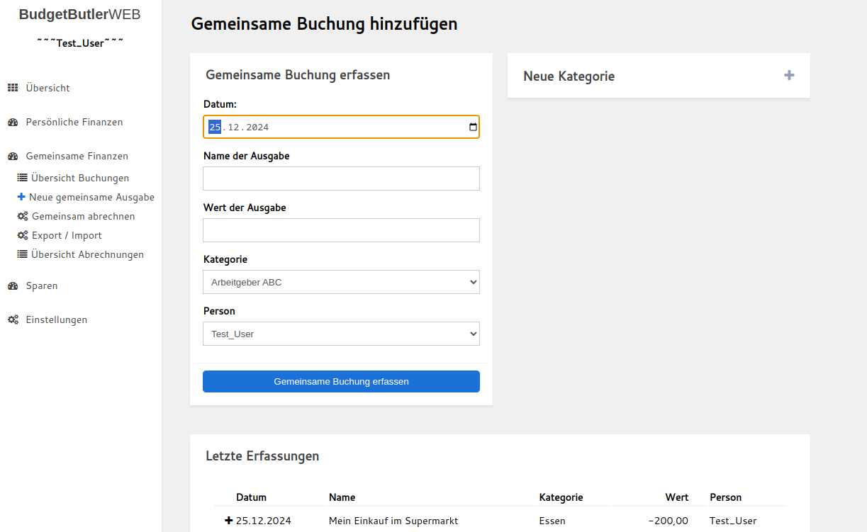 Gemeinsame Buchungen hinzufügen