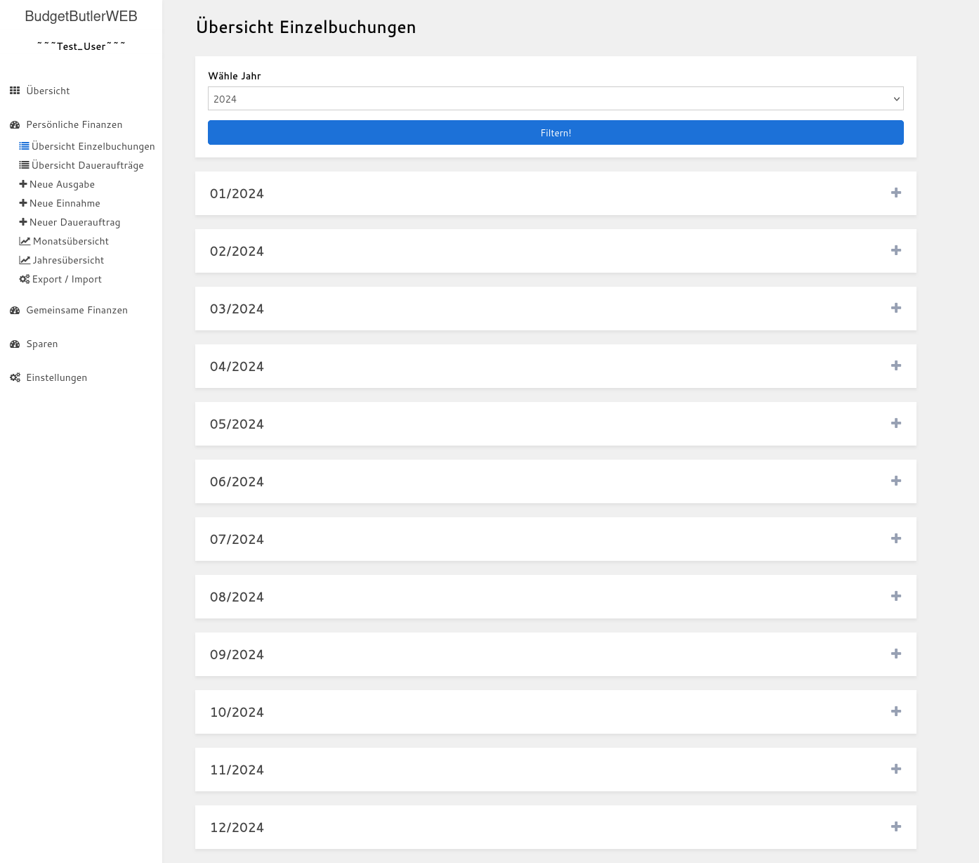 Übersicht Einzelbuchungen